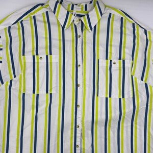 By Anthropology Boxy Button Down Striped Cotton Shirt